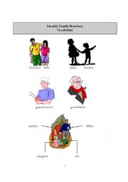 English worksheet: Family Members Handout