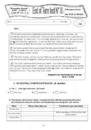 English Worksheet: End of Term Test 3 9th formers