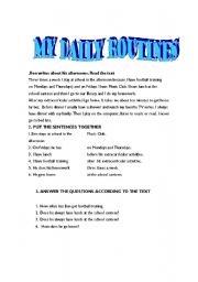 English worksheet: MY DAILY ROUTINES