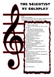 English Worksheet: song the scientist by coldplay