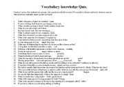 English Worksheet: Vocabulary Quiz