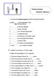 English Worksheet: Personal Pronouns and Possessive Adjectives