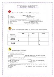 English worksheet: Indefinite Pronouns