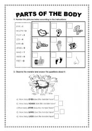 English Worksheet: Parts of the Body