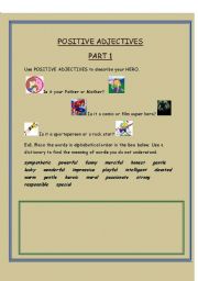 English worksheet: POSITIVE ADJECTIVE  PART 1