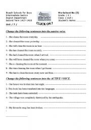 English Worksheet: passive