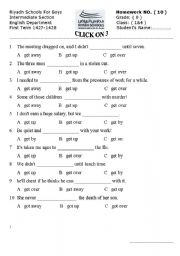 English Worksheet: phrasal verbs