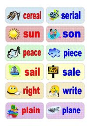 English Worksheet: homophones - activity cards (set 2)
