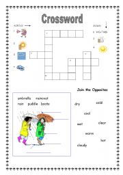 English Worksheet: Weather Crossword