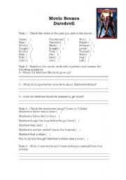 English worksheet: Movie Scenes - Daredevil