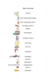 English Worksheet: types of shops in England