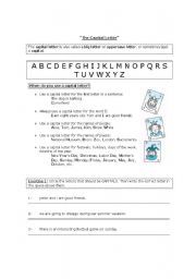 English Worksheet: The Capital Letter