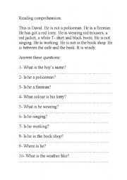 English worksheet: This is David