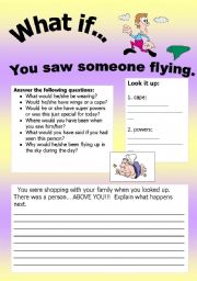 English Worksheet: What if Series 6: What if You saw someone flying!