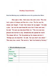 English Worksheet: The Fox and The Crow