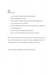 English Worksheet: Pop Culture