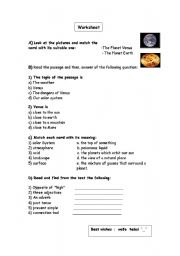 English worksheet: the planet worksheet