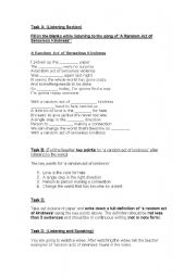 English worksheet: Worksheet - Iistening, speaking, reading and writing