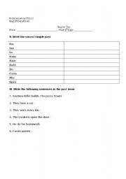 English worksheet: Simple past