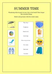 English Worksheet: Summer Time