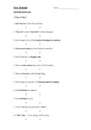 English Worksheet: New Zealand worksheet