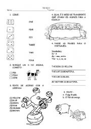 English Worksheet: numbers and colors