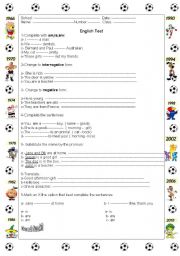 English Worksheet: verb to be and personal pronouns -test