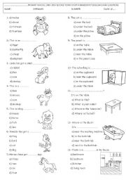 4th grdae test (animals and basic prepositions) PART 1