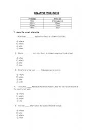 English Worksheet: Relative Pronouns