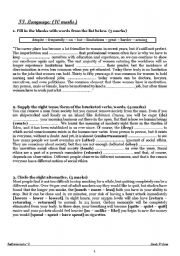 English Worksheet: full term test 3 4th form (part 2) language writing (Arts)