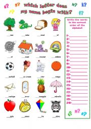 English Worksheet: Initial letters