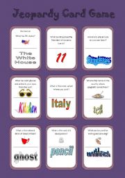 English Worksheet: Jeopardy Card Game