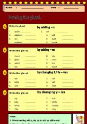 English Worksheet: How to form different plurals.