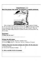 English Worksheet: The Fox and the Crow