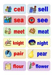 English Worksheet: homophones - activity cards (set 1)