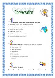 English worksheet: CONVERSATION AND SPORTS