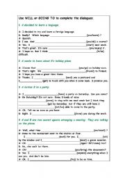 English Worksheet: will or going to