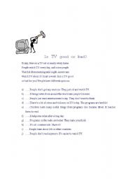 English Worksheet: Is TV good or bad?