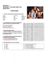 English Worksheet: FRIENDS EPISODE 1: THE ONE WITH THE BLACKOUT