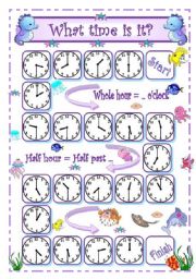 English Worksheet: What time is it? - 1 - Whole hour and half hour oral practice