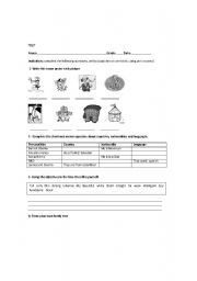 English Worksheet: exam for 7 grade