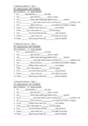 English Worksheet: Conditionals type 1