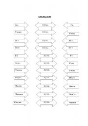 English worksheet: CONTRACTIONS