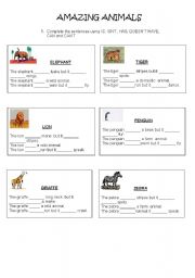 English Worksheet: Describing animals