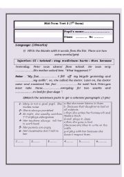 English Worksheet: 7th form mid-term test 3 