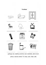 English Worksheet: Furniture - Fill in the blanks