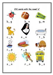 English Worksheet: CVC Words with the vowel 