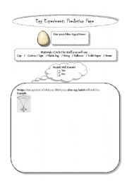 English Worksheet: Egg Drop Experiment