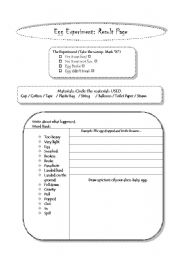English worksheet: Egg Drop Experiment Results Page
