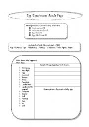 English Worksheet: Egg Drop Experiment Results Page